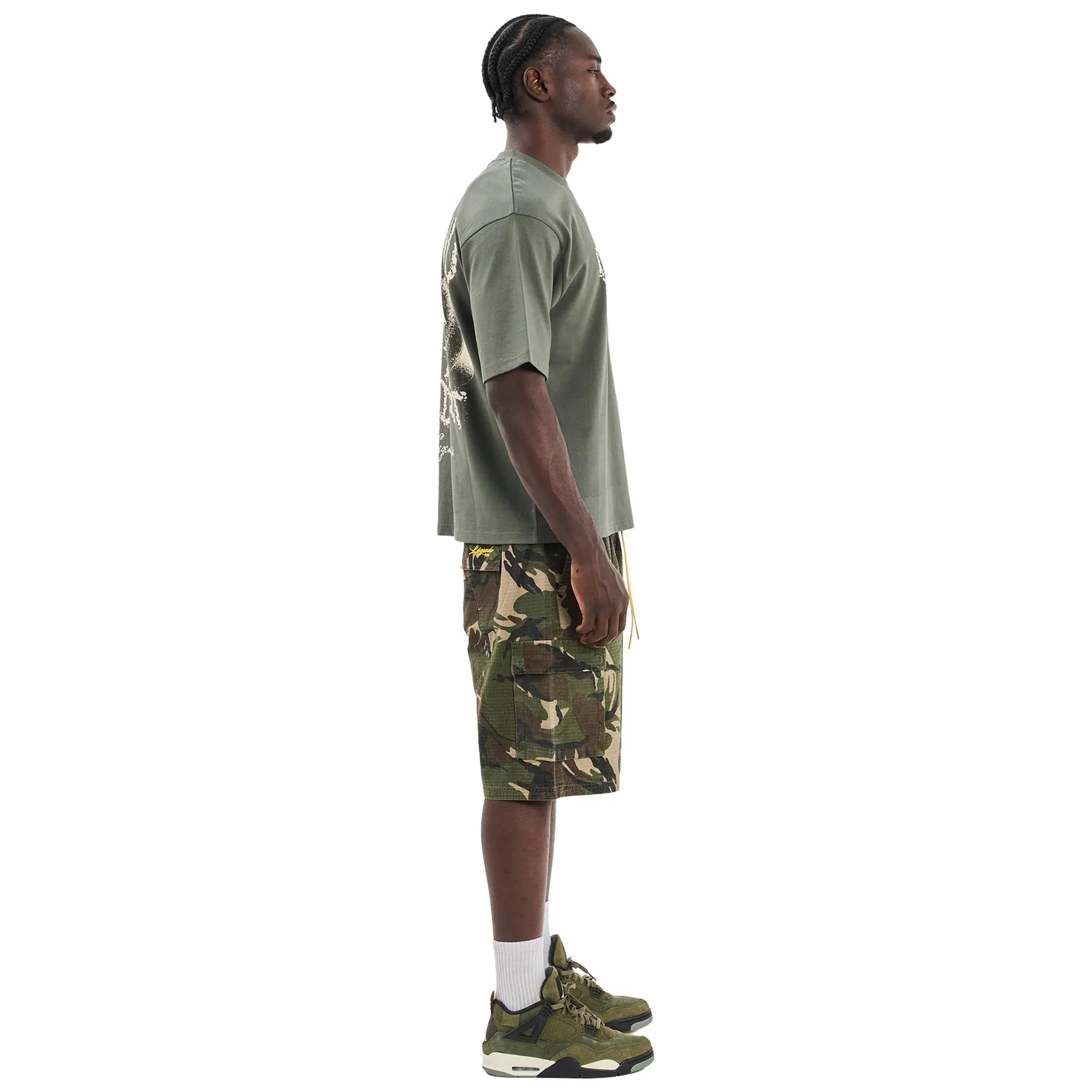 Side View of Legende Paris Diamond Khaki T-Shirt